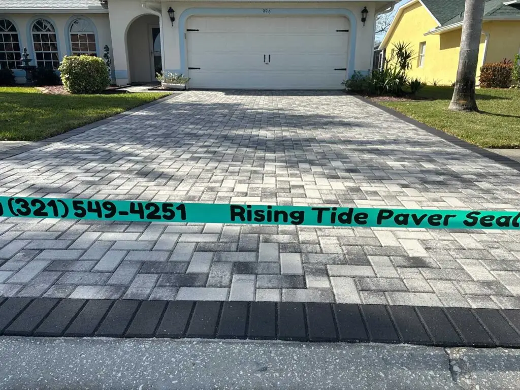 Freshly Sealed Paver Driveway in Satellite Beach, Florida.