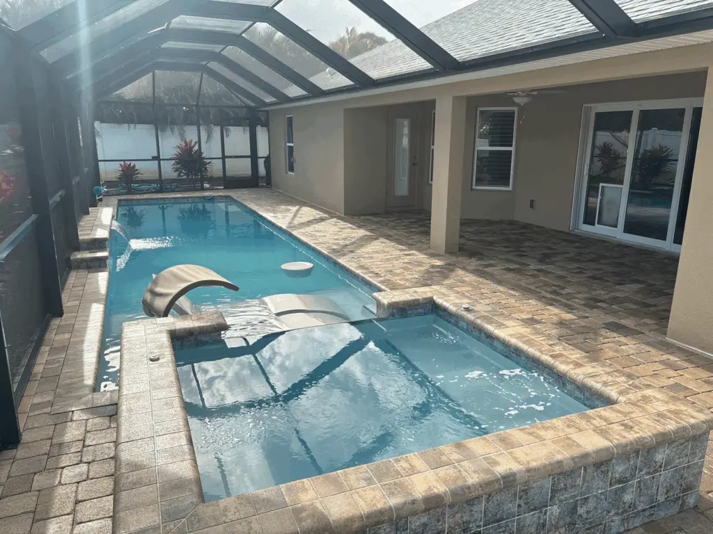 Sealed pool deck pavers in Brevard County, Florida by Rising Tide Paver Sealing